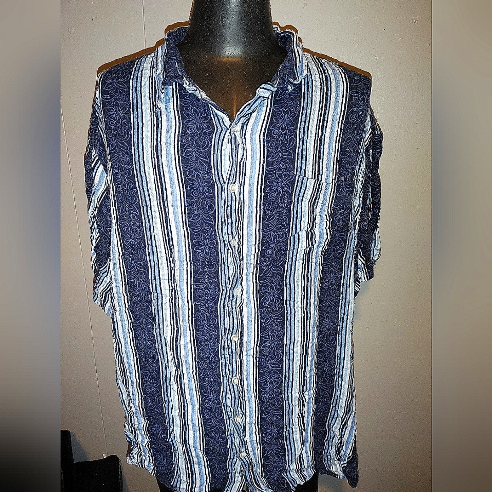 Mens Size 5XL Island Passport Brand Button Up Shirt Preowned